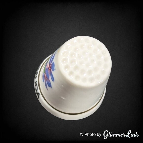 Bermuda Floral Souvenir Porcelain Collectible Thimble - Picture 6 of 8